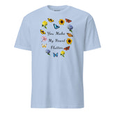Butteflies and Flowers Heart Cotton T-Shirt