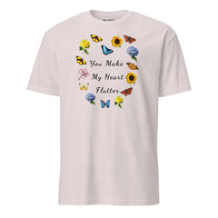 Butteflies and Flowers Heart Cotton T-Shirt