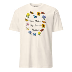 Butteflies and Flowers Heart Cotton T-Shirt