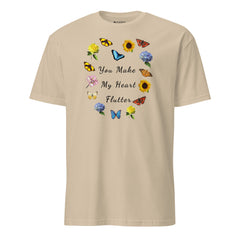 Butteflies and Flowers Heart Cotton T-Shirt