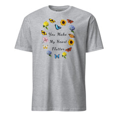 Butteflies and Flowers Heart Cotton T-Shirt